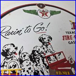 Vintage Texaco Sign Fire Station Sales Service Porcelain Gas Pump Sign