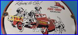 Vintage Texaco Sign Fire Station Sales Service Porcelain Gas Pump Sign