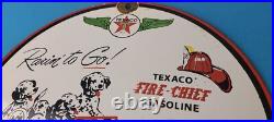 Vintage Texaco Sign Fire Station Sales Service Porcelain Gas Pump Sign