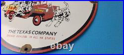 Vintage Texaco Sign Fire Station Sales Service Porcelain Gas Pump Sign