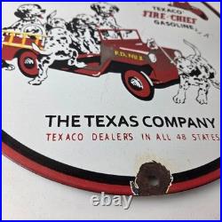 Vintage Texaco Sign Fire Station Sales Service Porcelain Gas Pump Sign