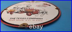 Vintage Texaco Sign Fire Station Sales Service Porcelain Gas Pump Sign