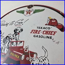 Vintage Texaco Sign Fire Station Sales Service Porcelain Gas Pump Sign