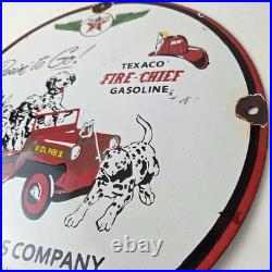 Vintage Texaco Sign Fire Station Sales Service Porcelain Gas Pump Sign