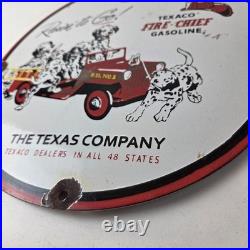 Vintage Texaco Sign Fire Station Sales Service Porcelain Gas Pump Sign