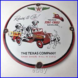 Vintage Texaco Sign Fire Station Sales Service Porcelain Gas Pump Sign