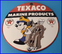 Vintage Texaco Sign Gas Marine Products Porcelain Mickey Mouse Sign