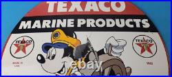 Vintage Texaco Sign Gas Marine Products Porcelain Mickey Mouse Sign