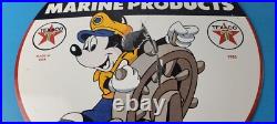 Vintage Texaco Sign Gas Marine Products Porcelain Mickey Mouse Sign