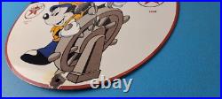 Vintage Texaco Sign Gas Marine Products Porcelain Mickey Mouse Sign