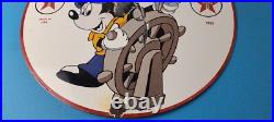 Vintage Texaco Sign Gas Marine Products Porcelain Mickey Mouse Sign