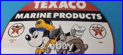 Vintage Texaco Sign Gas Marine Products Porcelain Mickey Mouse Sign