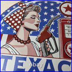 Vintage Texaco Sign Gasoline Filling Station Pump Plate Porcelain Sign