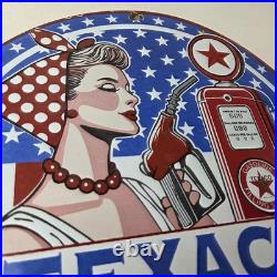 Vintage Texaco Sign Gasoline Filling Station Pump Plate Porcelain Sign