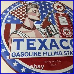 Vintage Texaco Sign Gasoline Filling Station Pump Plate Porcelain Sign