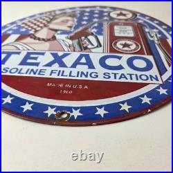 Vintage Texaco Sign Gasoline Filling Station Pump Plate Porcelain Sign