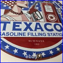 Vintage Texaco Sign Gasoline Filling Station Pump Plate Porcelain Sign