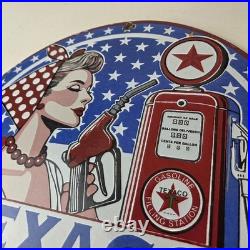 Vintage Texaco Sign Gasoline Filling Station Pump Plate Porcelain Sign