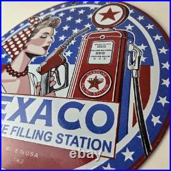 Vintage Texaco Sign Gasoline Filling Station Pump Plate Porcelain Sign