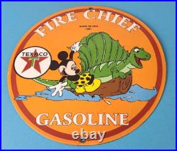Vintage Texaco Sign Mickey Mouse Disney Comic Gas Pump Porcelain Sign