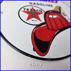 Vintage Texaco Sign Texas Fire Chief Gas Motor Oil Pump Shop Porcelain Sign