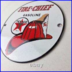 Vintage Texaco Sign Texas Fire Chief Gas Motor Oil Pump Shop Porcelain Sign