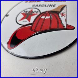 Vintage Texaco Sign Texas Fire Chief Gas Motor Oil Pump Shop Porcelain Sign