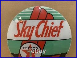Vintage Texaco Sky Chief Gas Pump Globe Lens Glass Top Sign Garage Wall Decor