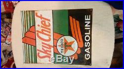 Vintage Texaco Sky Chief Gasoline Gas Pump Plate Metal Sign
