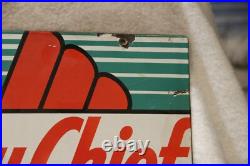 Vintage Texaco Sky Chief Gasoline Porcelain Gas Station Pump Sign 18 X 12