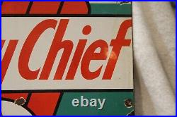 Vintage Texaco Sky Chief Gasoline Porcelain Gas Station Pump Sign 18 X 12