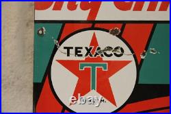 Vintage Texaco Sky Chief Gasoline Porcelain Gas Station Pump Sign 18 X 12