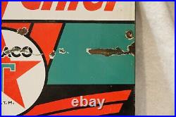 Vintage Texaco Sky Chief Gasoline Porcelain Gas Station Pump Sign 18 X 12