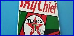 Vintage Texaco Sky Chief Gasoline Porcelain Look Gas Motor Oil Pump Sign