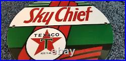 Vintage Texaco Sky Chief Gasoline Porcelain Looking Metal Gas Service Pump Sign