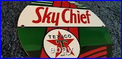 Vintage Texaco Sky Chief Gasoline Porcelain Looking Metal Gas Service Pump Sign