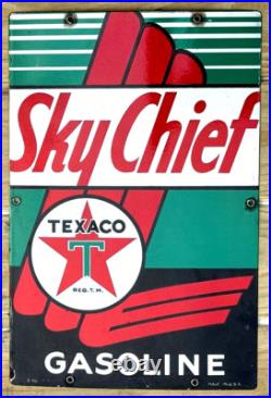 Vintage Texaco Sky Chief Gasoline Pump Porcelain Metal Sign Gas Oil marked 1940 Vintage Texaco Sky Chief Gasoline Pump Porcelain Metal Sign Gas Oil marked 1940