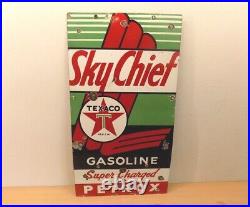 Vintage Texaco Sky Chief Gasoline Super Charged Petrox Porcelain Gas Pump Plate