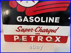 Vintage Texaco Sky Chief Marine Gasoline 18 Porcelain Oil Sign Pump Plate Boat