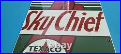 Vintage Texaco Sky Chief Motor Oil Porcelain Metal Gasoline Pump Plate 18 Sign Vintage Texaco Sky Chief Motor Oil Porcelain Metal Gasoline Pump Plate 18 Sign