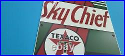 Vintage Texaco Sky Chief Motor Oil Porcelain Metal Gasoline Pump Plate 18 Sign Vintage Texaco Sky Chief Motor Oil Porcelain Metal Gasoline Pump Plate 18 Sign