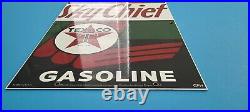 Vintage Texaco Sky Chief Motor Oil Porcelain Metal Gasoline Pump Plate 18 Sign Vintage Texaco Sky Chief Motor Oil Porcelain Metal Gasoline Pump Plate 18 Sign