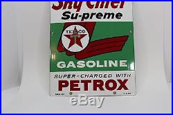 Vintage Texaco Sky Chief Porcelain Sign 1959 Gas Pump Station Service Advertise
