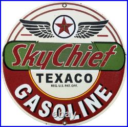 Vintage Texaco Sky Chief Porcelain Sign Texas Gasoline Gas Station Pump Plate Vintage Texaco Sky Chief Porcelain Sign Texas Gasoline Gas Station Pump Plate