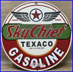 Vintage Texaco Sky Chief Porcelain Sign Texas Gasoline Gas Station Pump Plate Vintage Texaco Sky Chief Porcelain Sign Texas Gasoline Gas Station Pump Plate