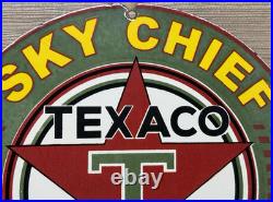 Vintage Texaco Sky Chief Porcelain Sign Texas Gasoline Gas Station Pump Plate