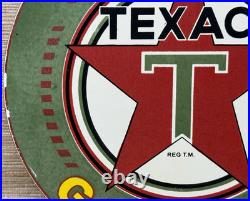 Vintage Texaco Sky Chief Porcelain Sign Texas Gasoline Gas Station Pump Plate