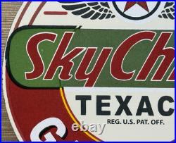 Vintage Texaco Sky Chief Porcelain Sign Texas Gasoline Gas Station Pump Plate Vintage Texaco Sky Chief Porcelain Sign Texas Gasoline Gas Station Pump Plate