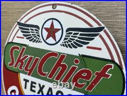 Vintage Texaco Sky Chief Porcelain Sign Texas Gasoline Gas Station Pump Plate Vintage Texaco Sky Chief Porcelain Sign Texas Gasoline Gas Station Pump Plate