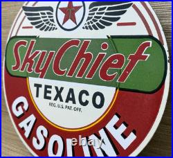 Vintage Texaco Sky Chief Porcelain Sign Texas Gasoline Gas Station Pump Plate Vintage Texaco Sky Chief Porcelain Sign Texas Gasoline Gas Station Pump Plate